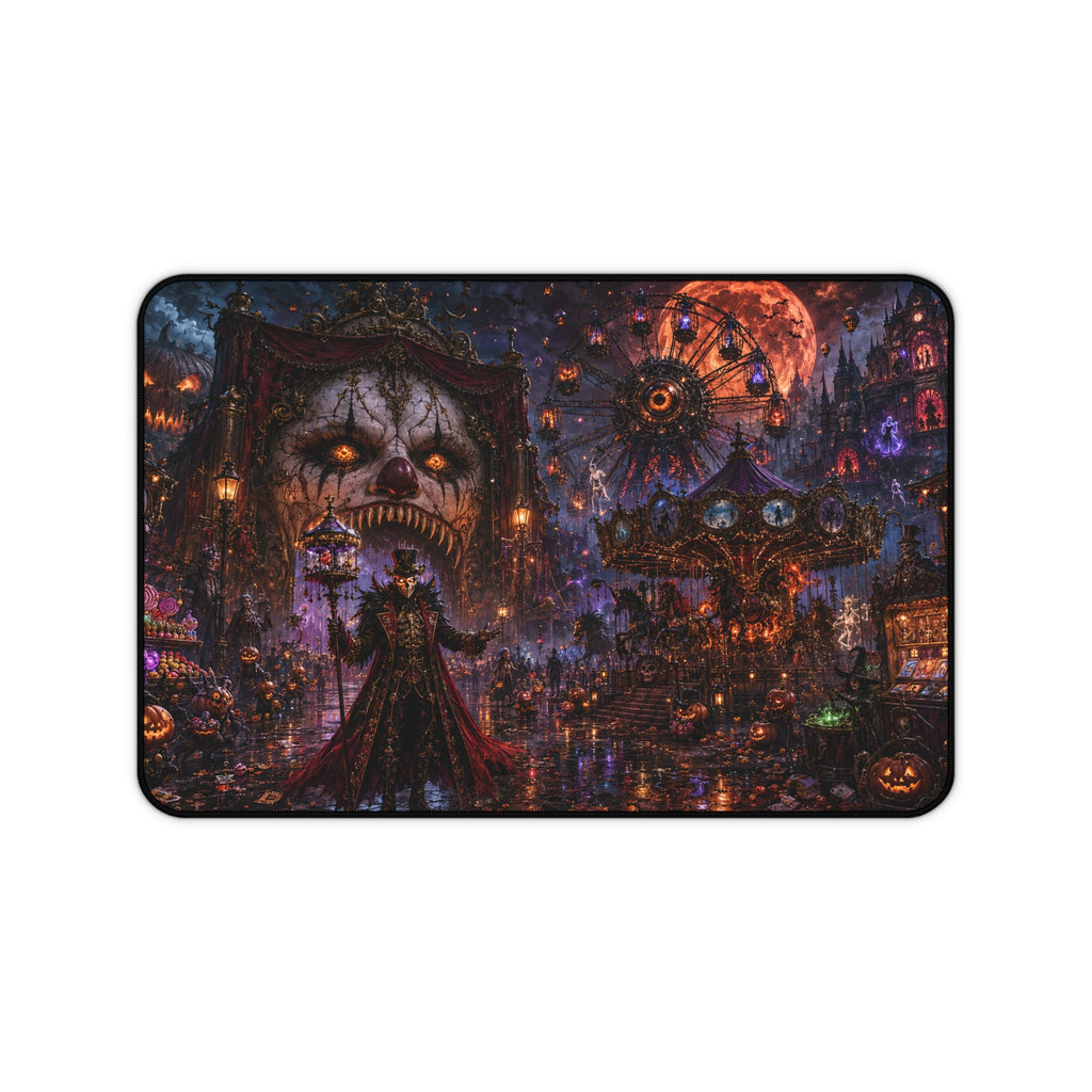 Spooky Carnival Halloween Desk Mat — Haunted Ferris Wheel Nightscape