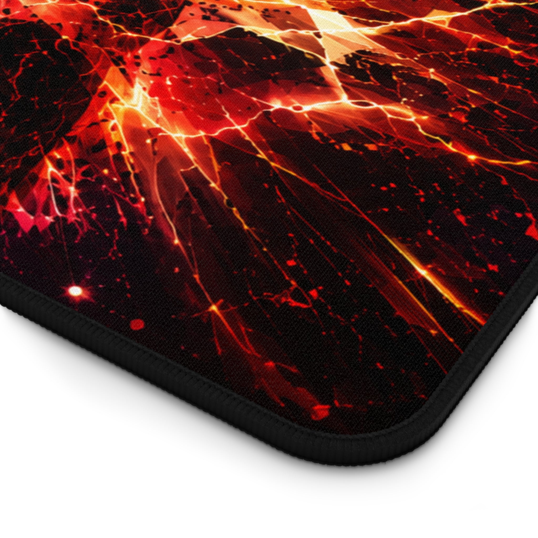 Cosmic Duality Desk Mat — Blue & Red Energy Gamer Mouse Pad