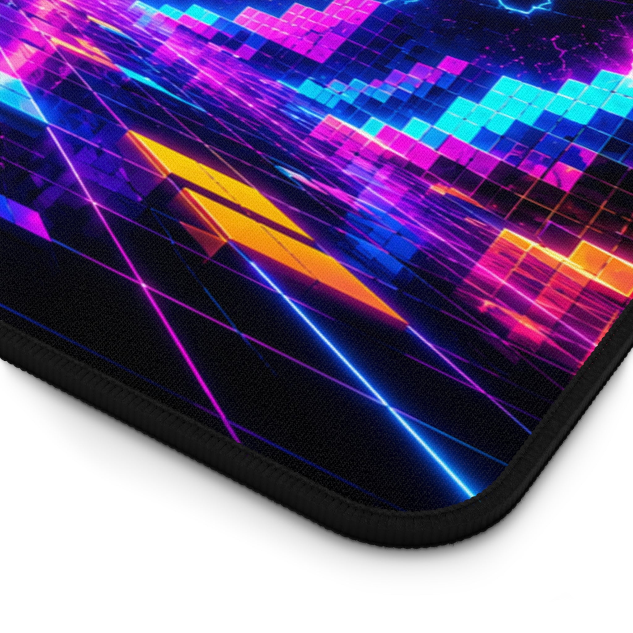 Retro Cyber Runner Desk Mat — Neon Vaporwave Gaming Mouse Pad