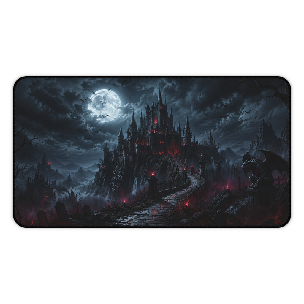 Gothic Castle Desk Mat — Dark Moonlit Vampire Castle Gaming Mouse Pad