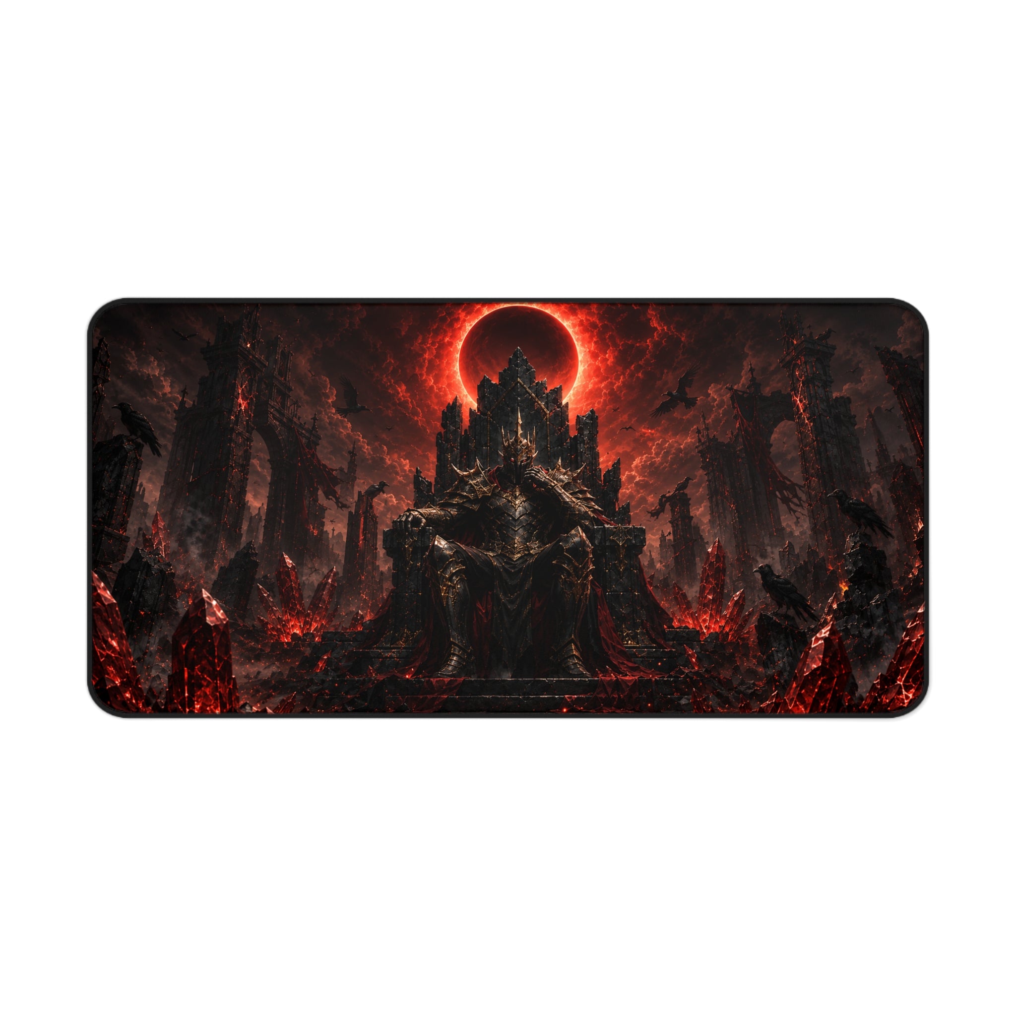 Dark Throne Desk Mat — Gothic Demon King Red Eclipse Gaming Mouse Pad