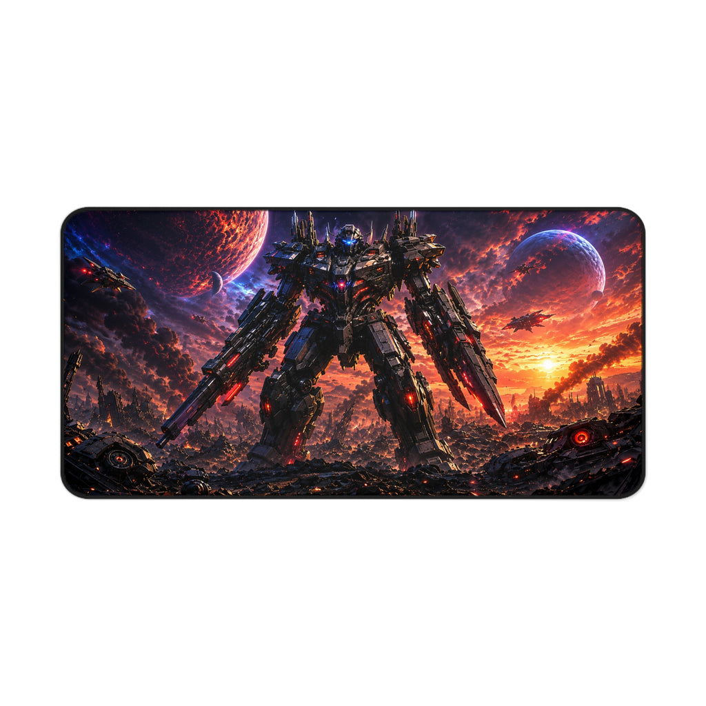 Sci‑Fi Mech Desk Mat — Epic Sunset Robot Gaming Mouse Pad