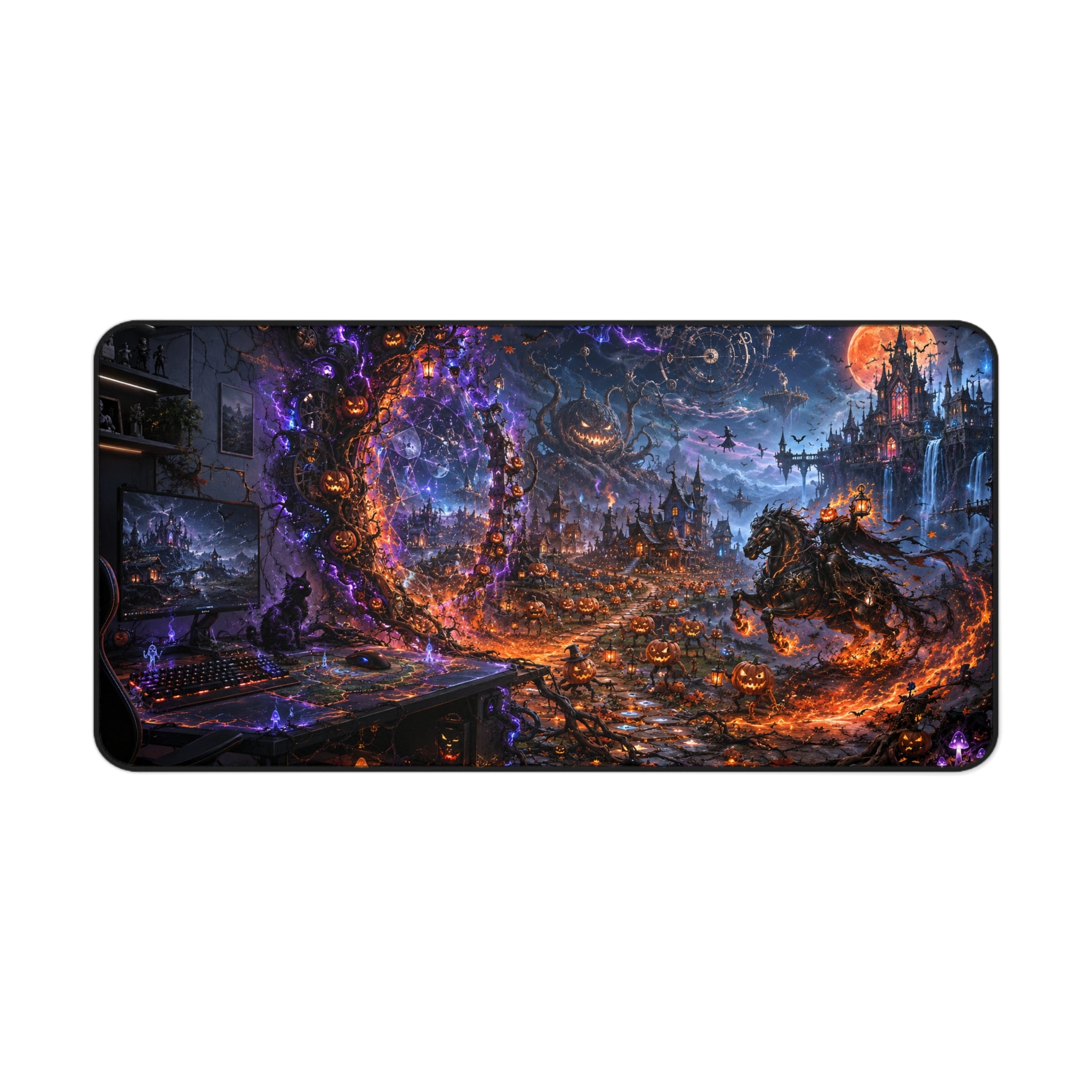 Fantasy Portal Desk Mat — Spooky Halloween Haunted Castle Gaming Mouse Pad