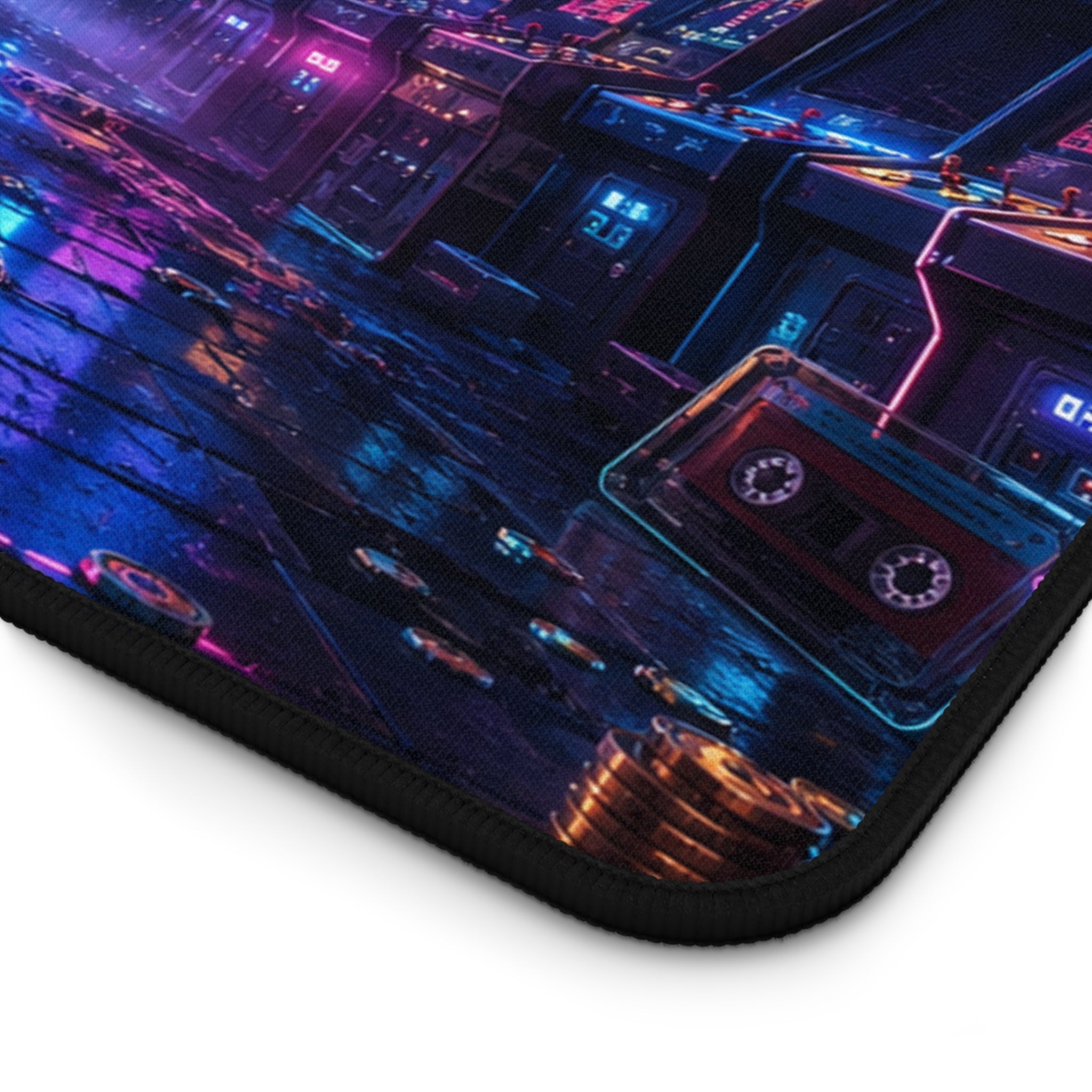 Retro Arcade Neon Desk Mat — Cyberpunk Gaming Mouse Pad