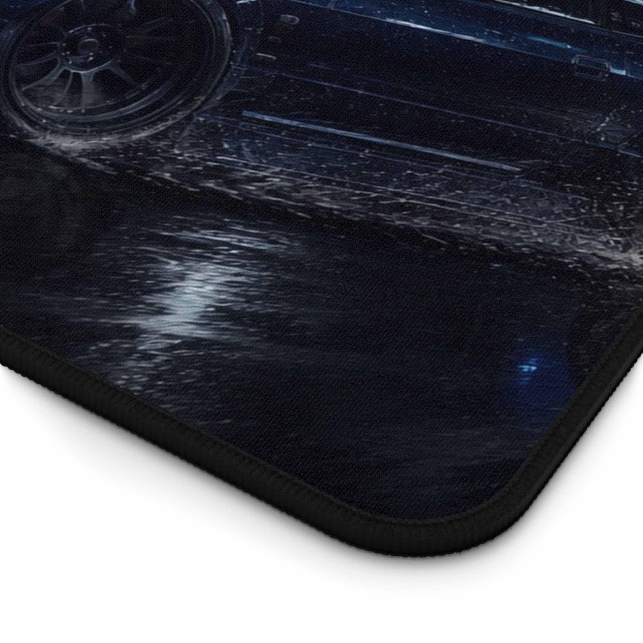 Racing Night Desk Mat — Rainy Skyline Sports Car Mouse Pad