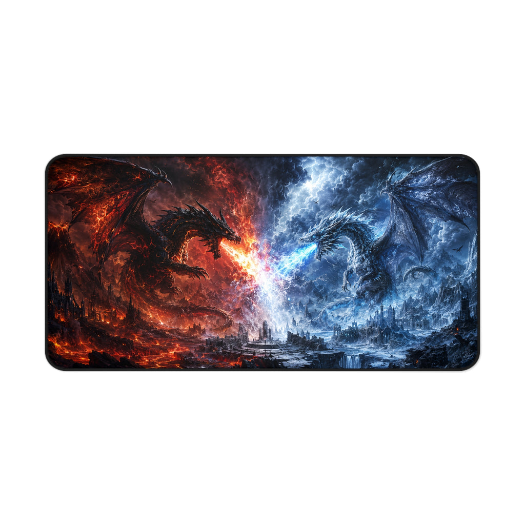 Dragon Fire vs Ice Desk Mat — Fantasy Gaming Mousepad