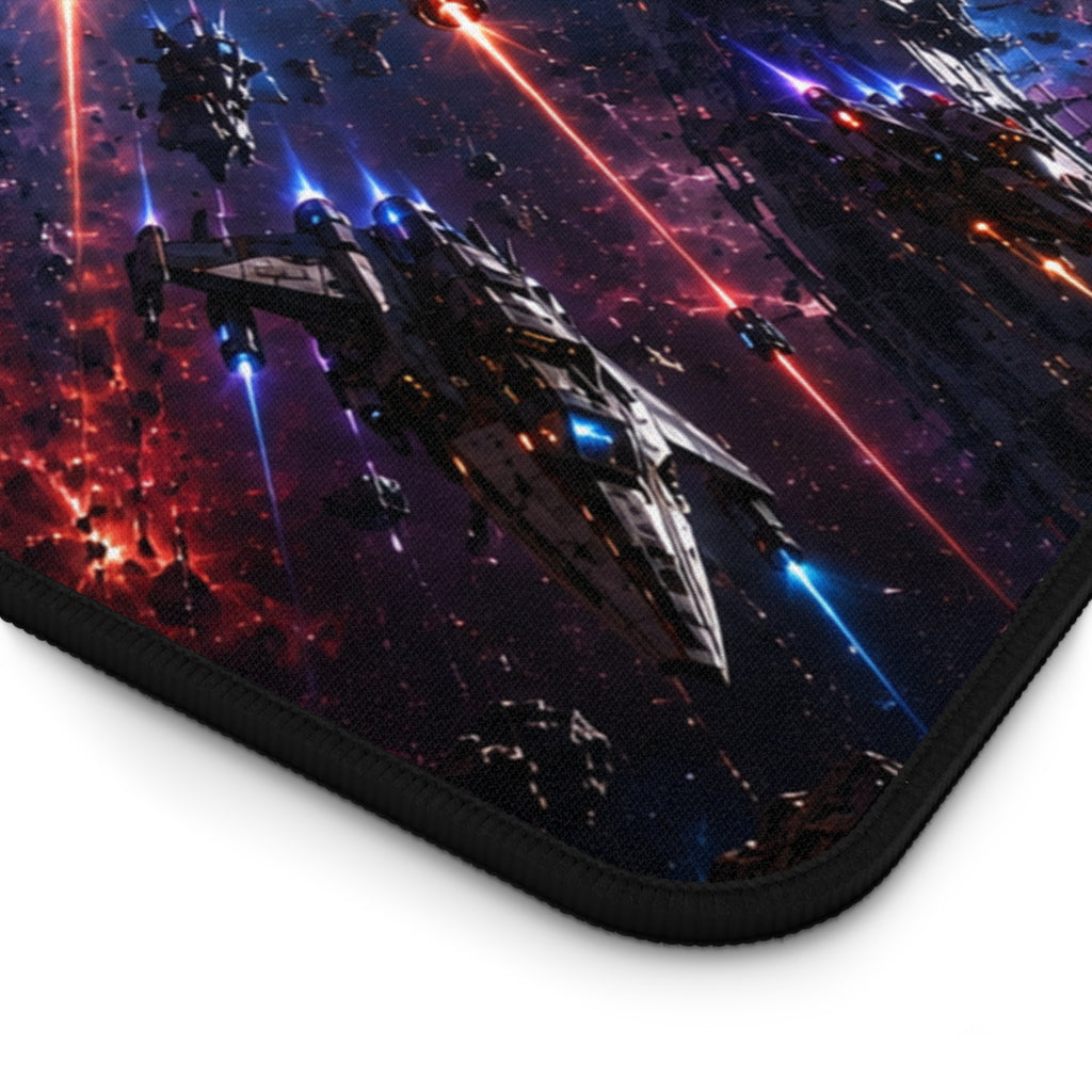 Space Battle Gamer Desk Mat — Sci‑Fi Starship Gaming Mouse Pad