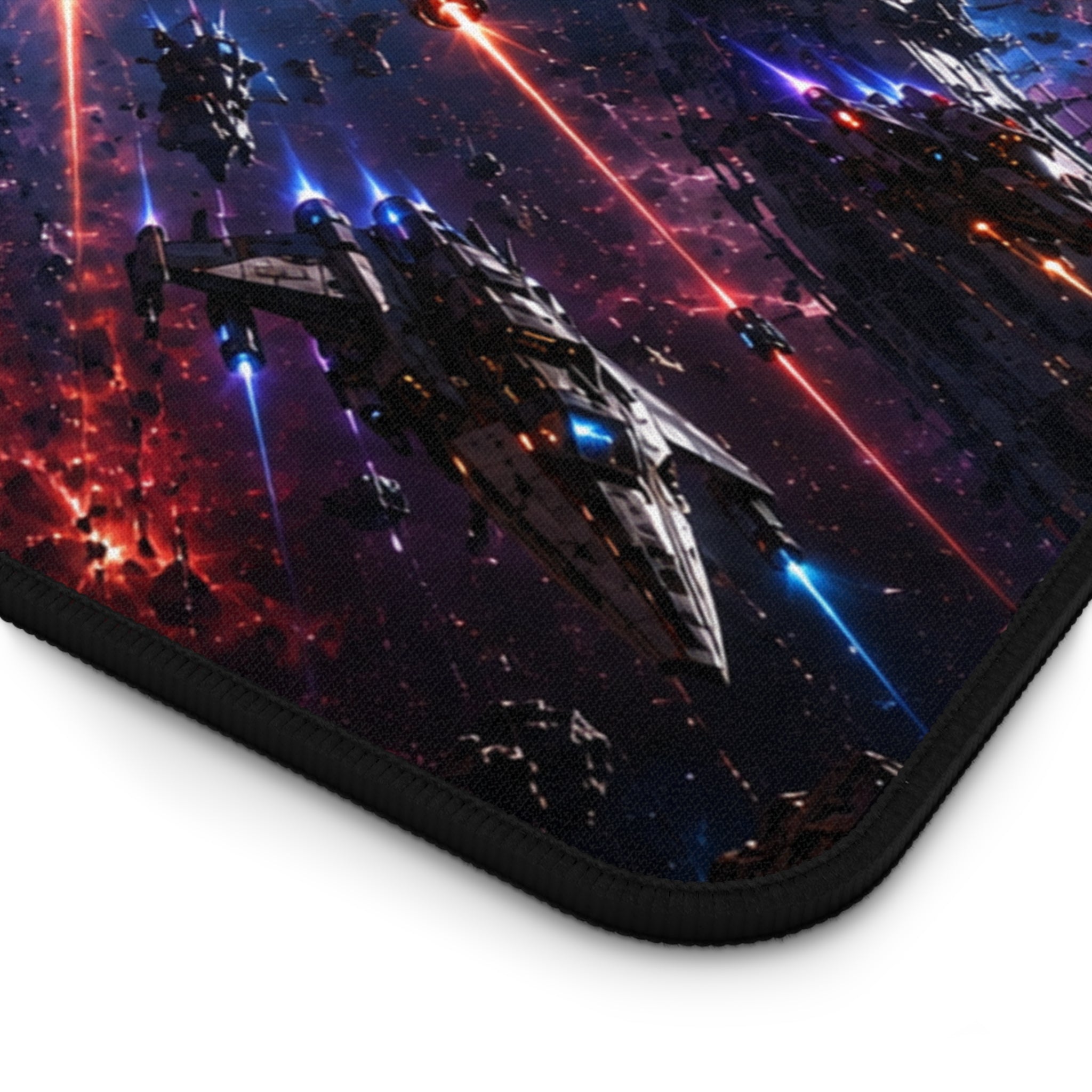 Space Battle Gamer Desk Mat — Sci‑Fi Starship Gaming Mouse Pad