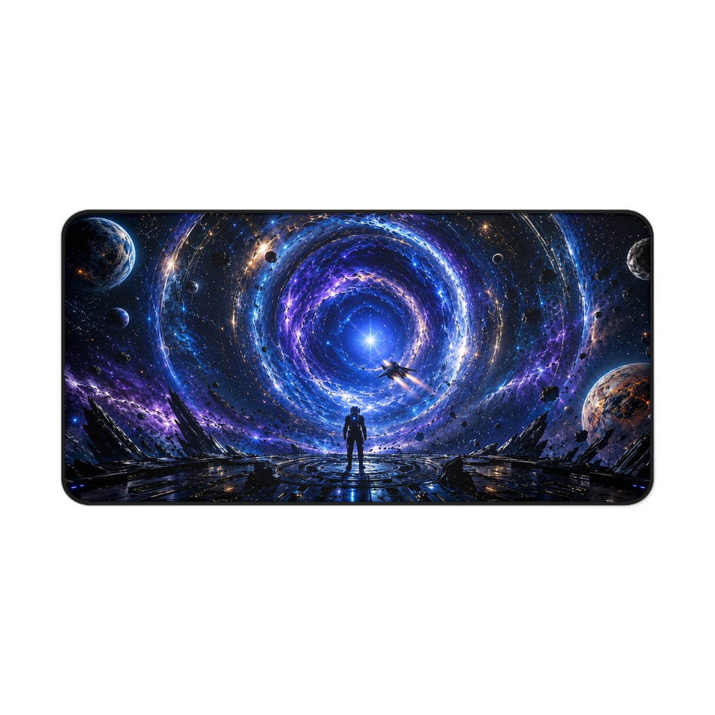 Cosmic Portal Desk Mat — Galaxy Astronaut Mouse Pad