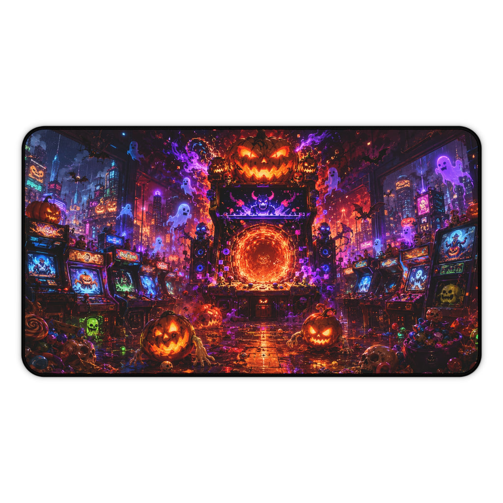 Halloween Pumpkin Portal Desk Mat — Spooky Neon Gaming Mouse Pad