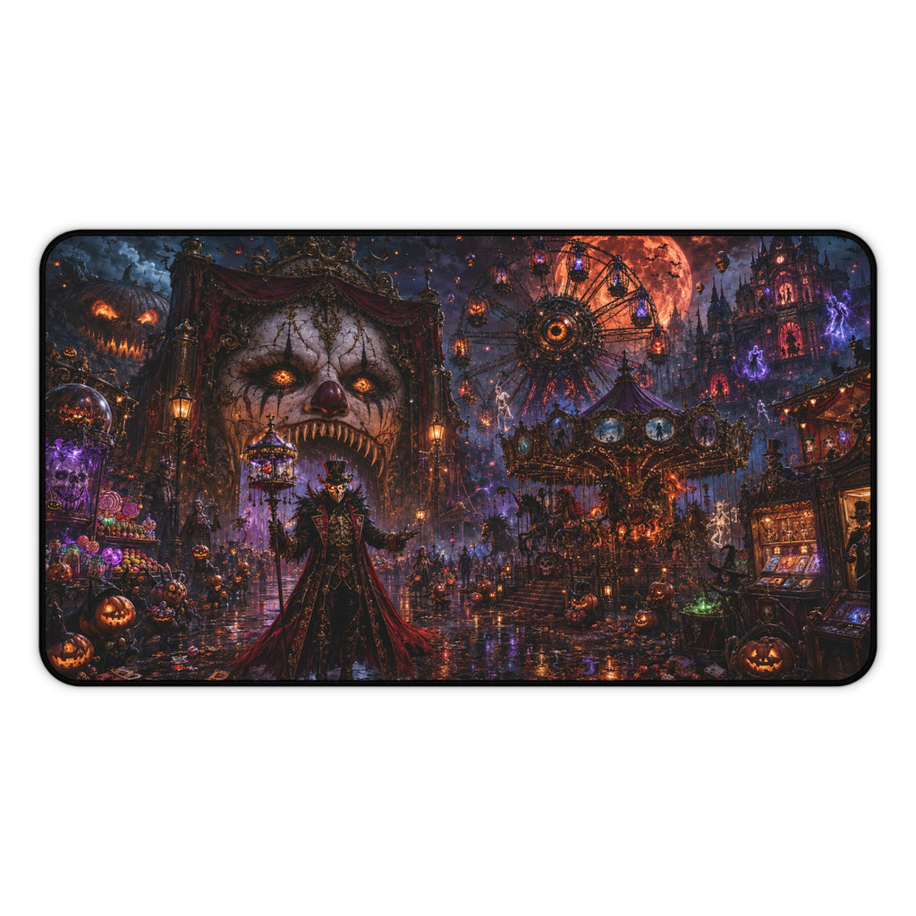 Spooky Carnival Halloween Desk Mat — Haunted Ferris Wheel Nightscape