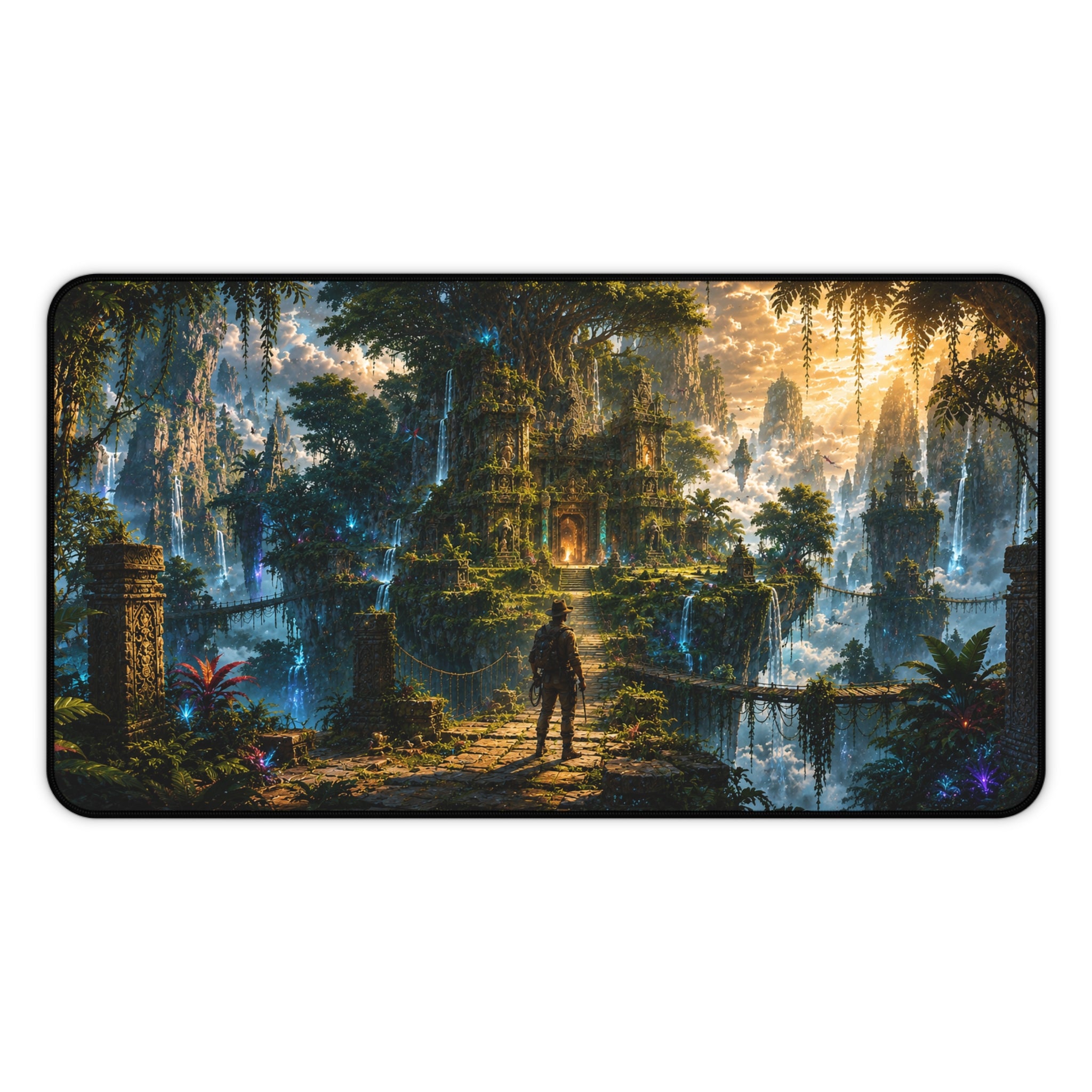 Fantasy Adventure Desk Mat — Explorer at Ancient Jungle Temple