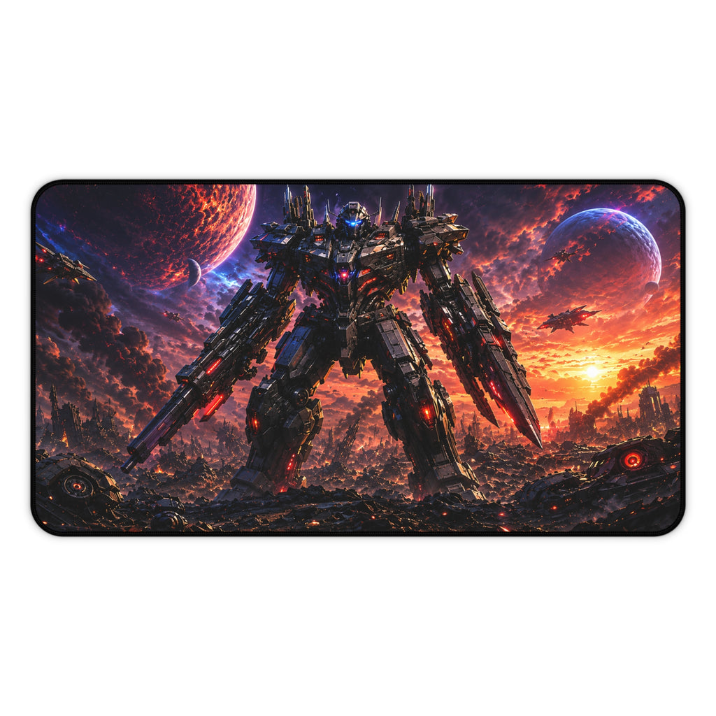 Sci‑Fi Mech Desk Mat — Epic Sunset Robot Gaming Mouse Pad