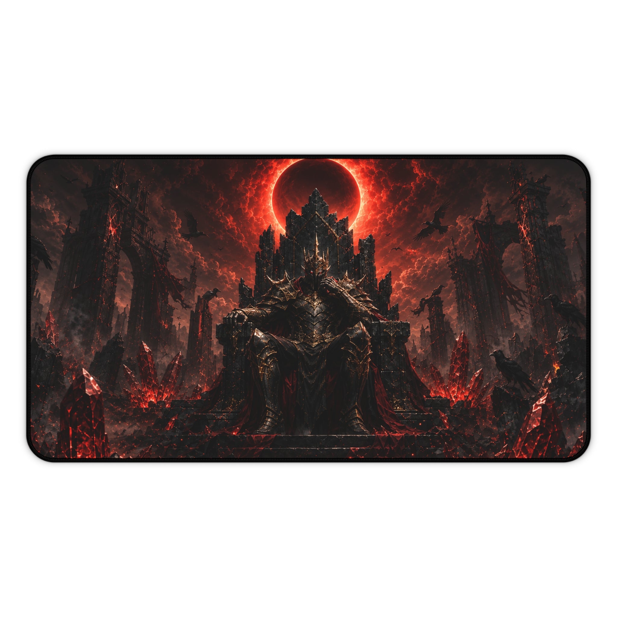 Dark Throne Desk Mat — Gothic Demon King Red Eclipse Gaming Mouse Pad