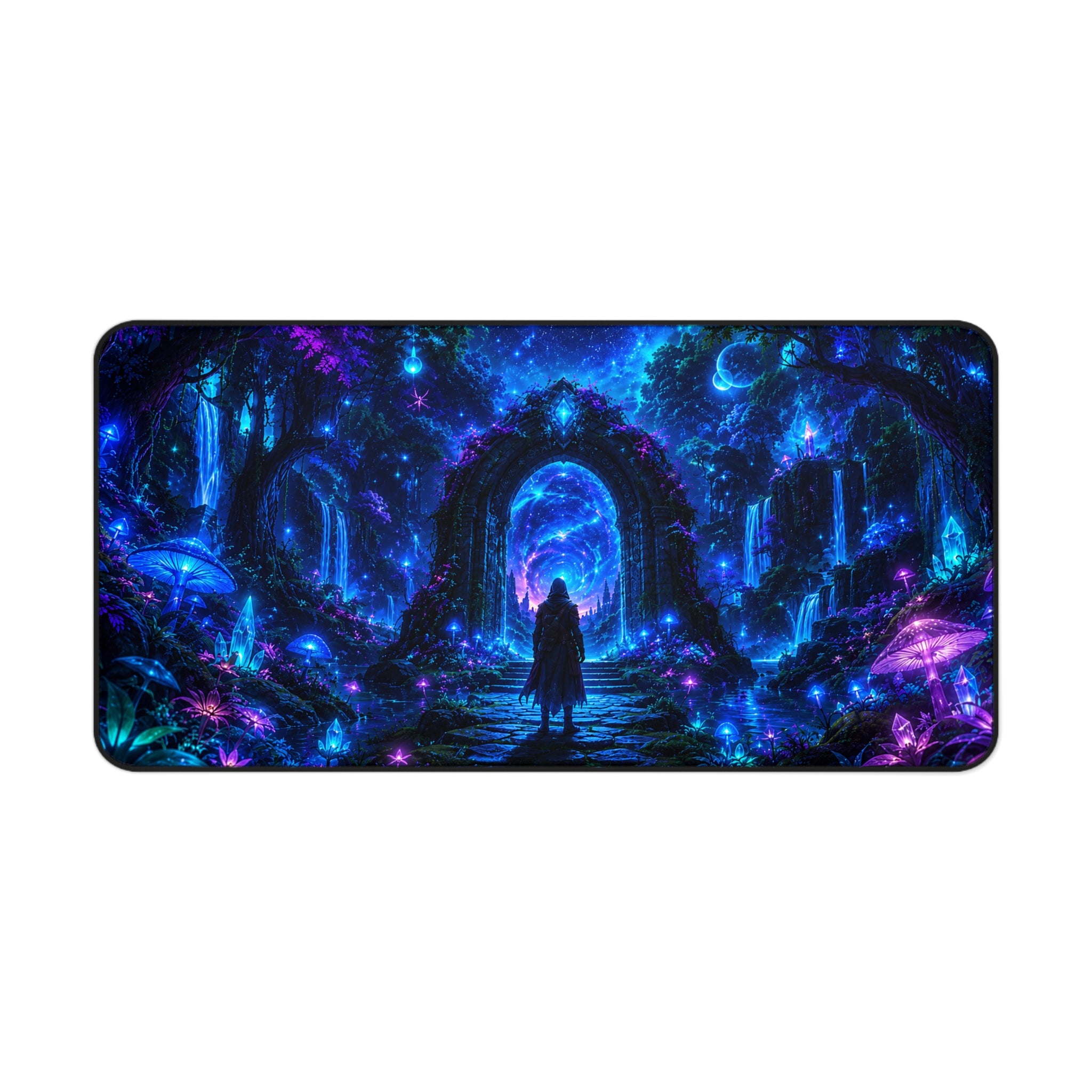 Cosmic Portal Desk Mat — Neon Fantasy Galaxy Mouse Pad