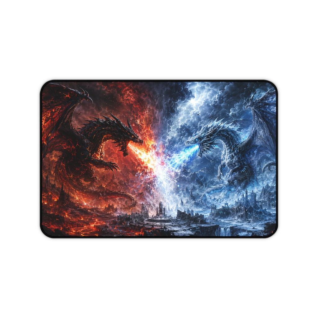 Dragon Fire vs Ice Desk Mat — Fantasy Gaming Mousepad