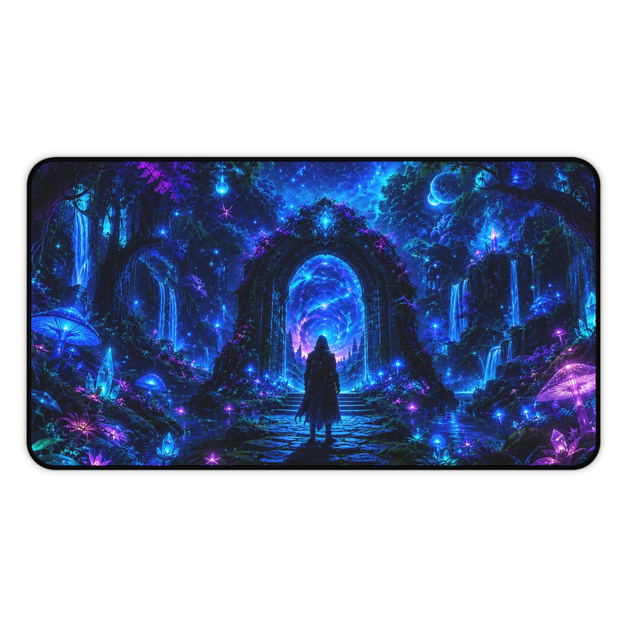 Cosmic Portal Desk Mat — Neon Fantasy Galaxy Mouse Pad
