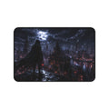 Gothic Nightscape Desk Mat — Dark Cityscape with Cloaked Figure