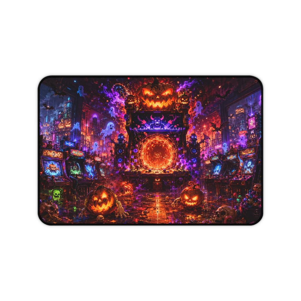 Halloween Pumpkin Portal Desk Mat — Spooky Neon Gaming Mouse Pad