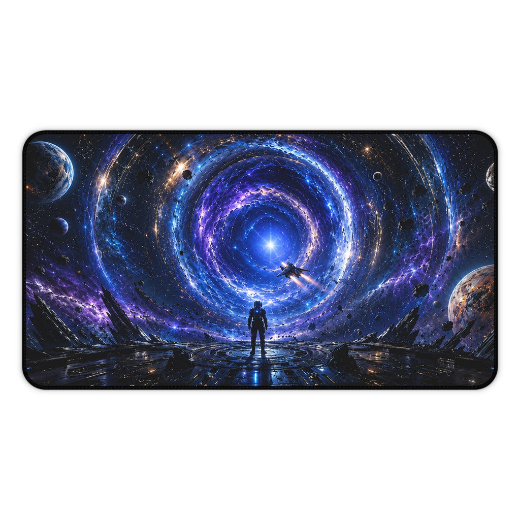 Cosmic Portal Desk Mat — Galaxy Astronaut Mouse Pad