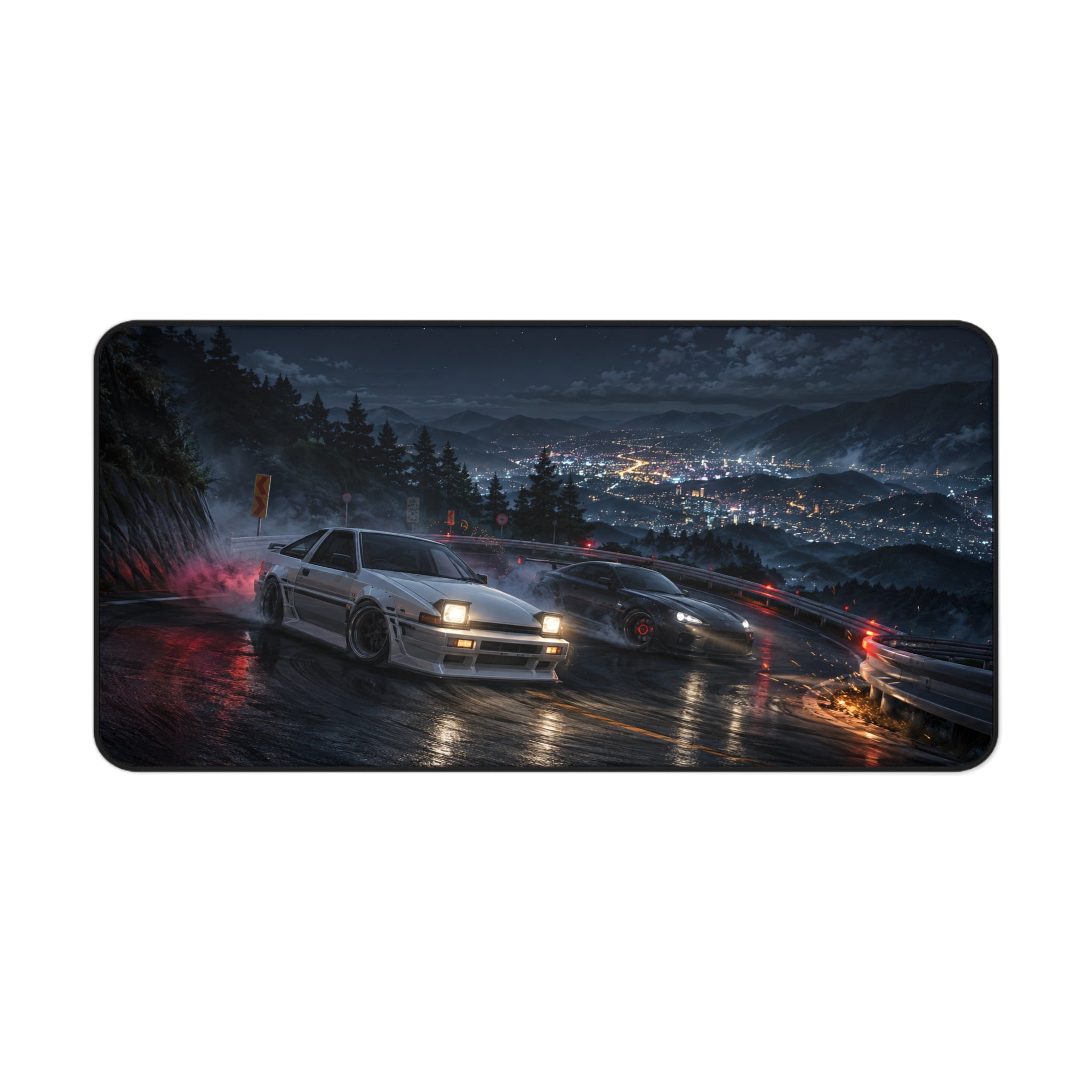 Racing Night Desk Mat — Skyline Drift Sports Car Mouse Pad