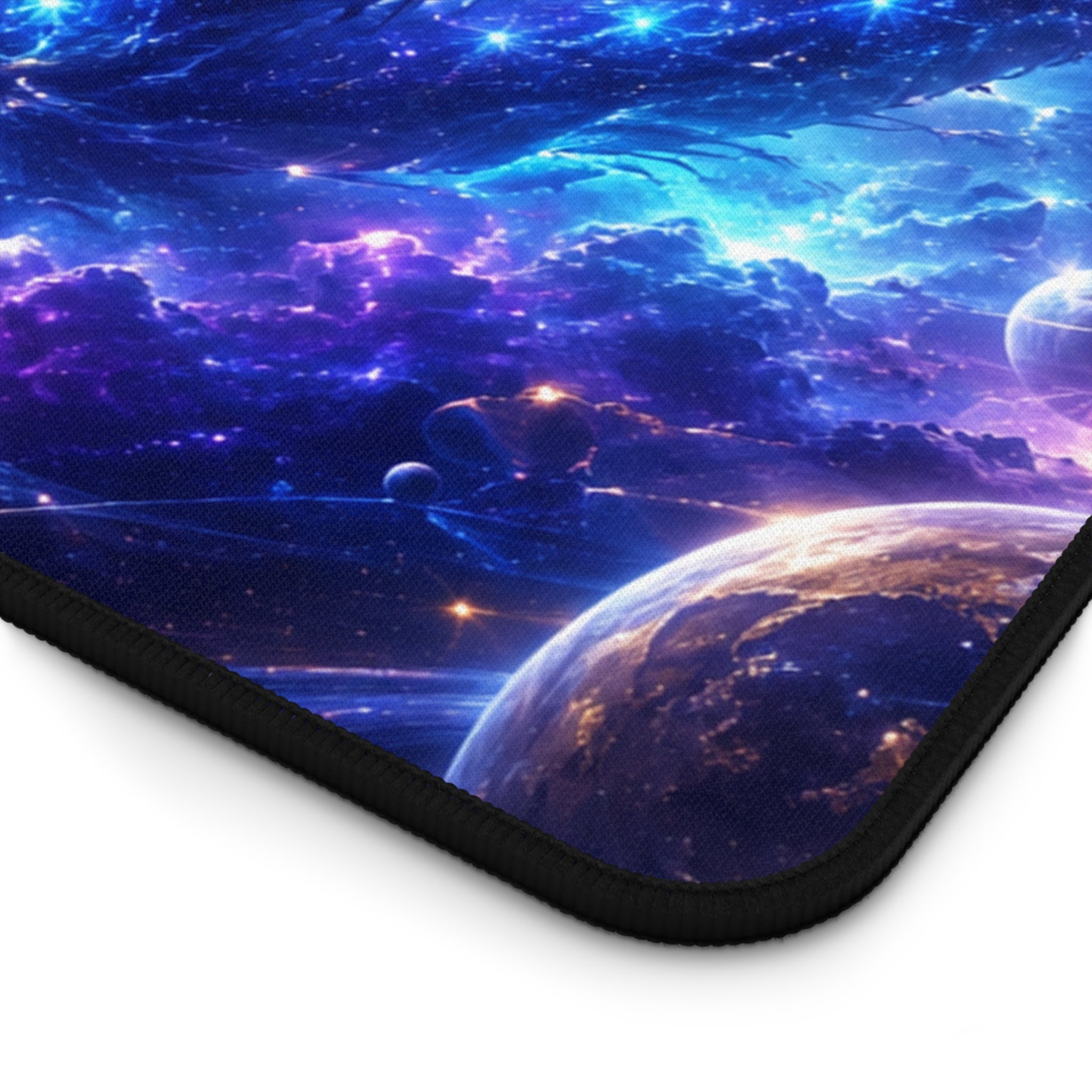 Cosmic Dragon Desk Mat — Galaxy Blue Gaming Mouse Pad