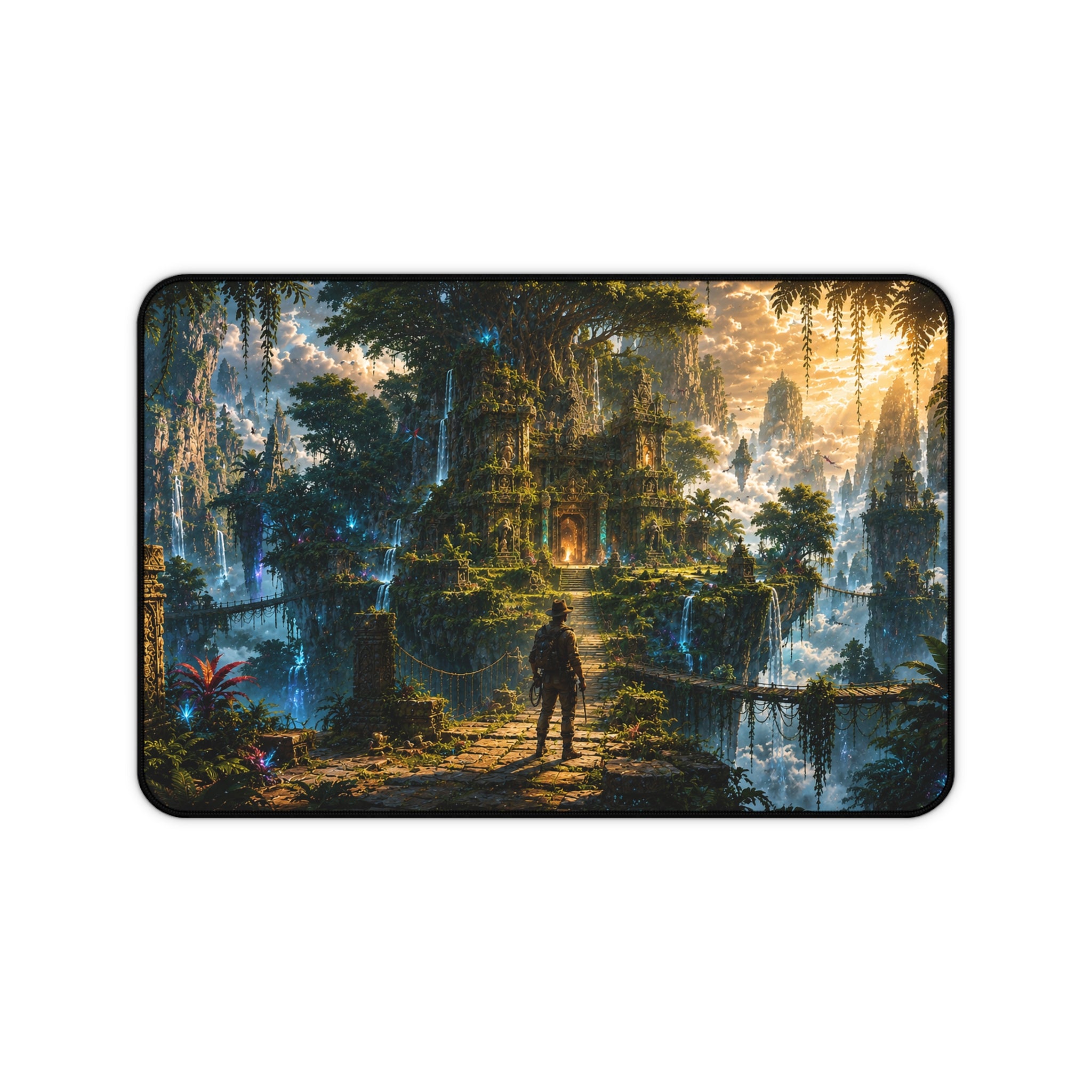 Fantasy Adventure Desk Mat — Explorer at Ancient Jungle Temple
