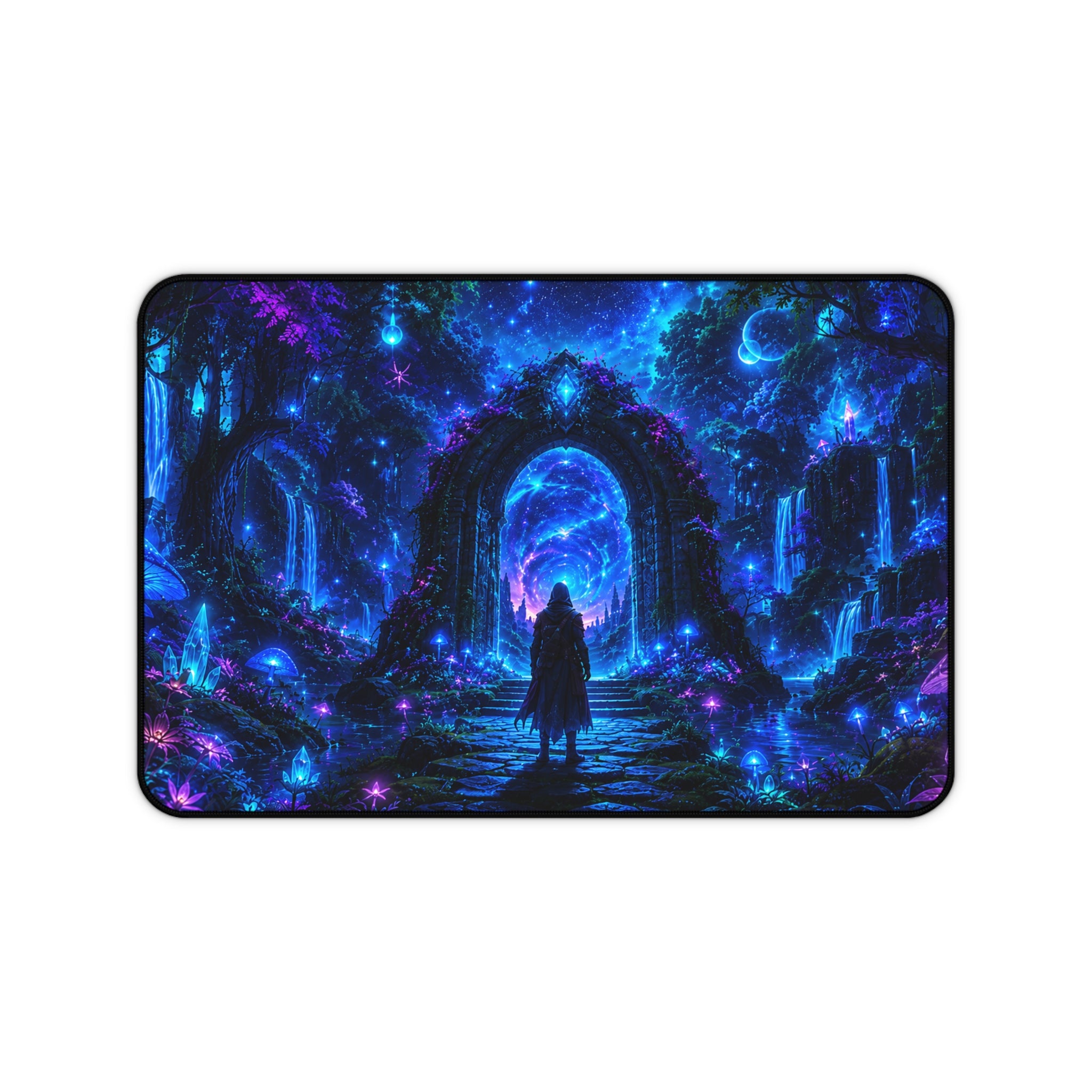 Cosmic Portal Desk Mat — Neon Fantasy Galaxy Mouse Pad