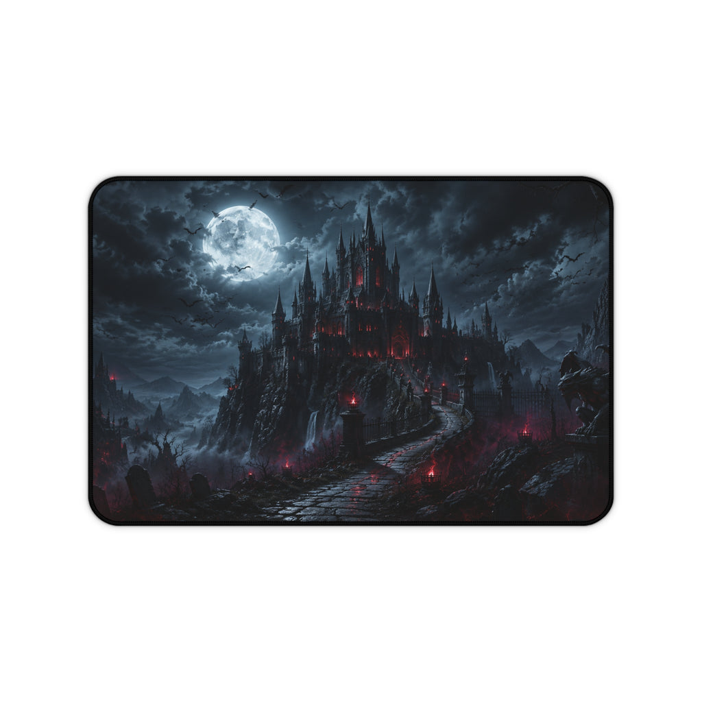 Gothic Castle Desk Mat — Dark Moonlit Vampire Castle Gaming Mouse Pad
