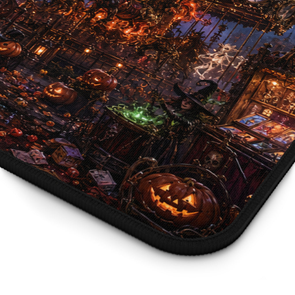 Spooky Carnival Halloween Desk Mat — Haunted Ferris Wheel Nightscape